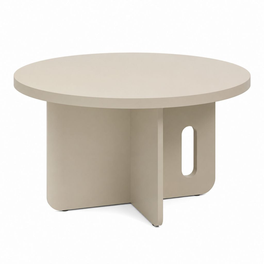Tavolino da caffè rotondo beige in MDF diametro 80 cm altezza 40 cm