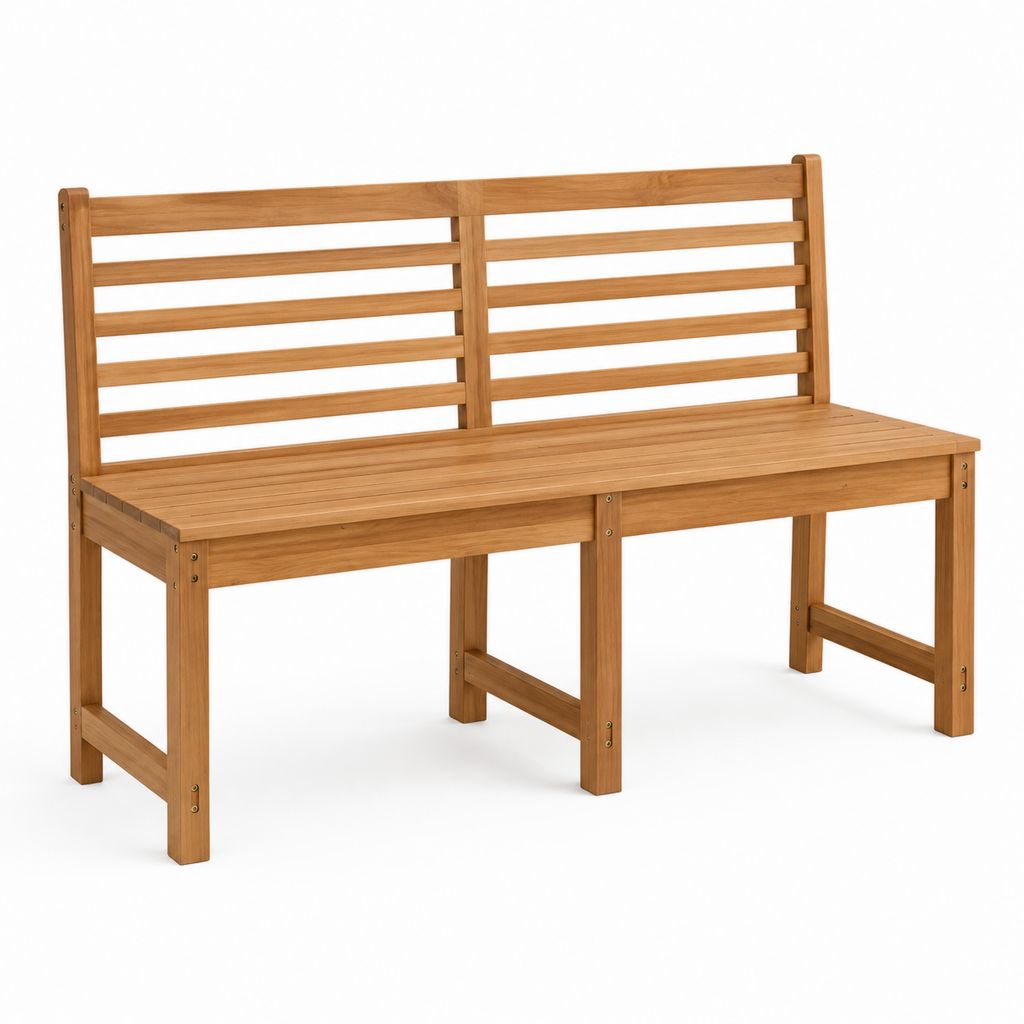 Panca da giardino 3 posti color teak in legno massello di acacia 150 x 60 x 90 cm