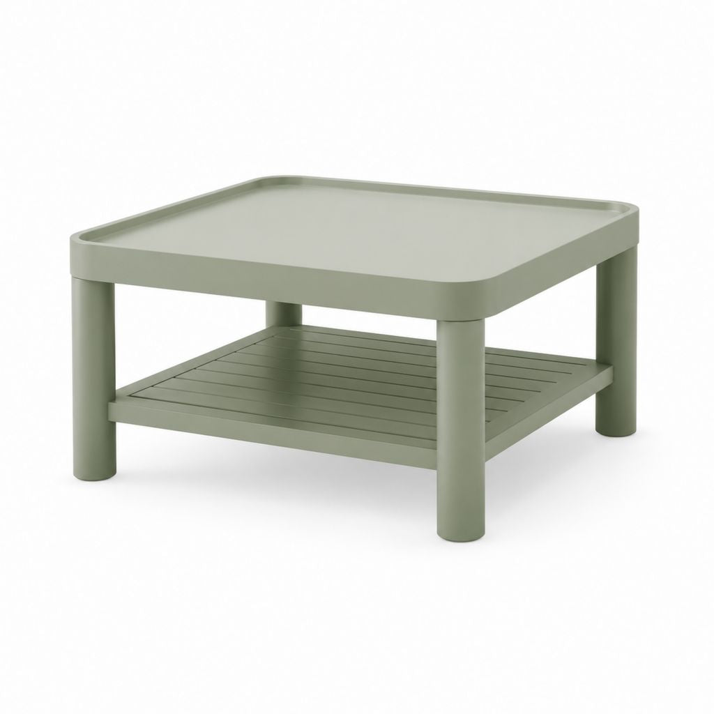 Tavolino da caffè quadrato verde salvia in acciaio verniciato 60 x 60 x 45 cm