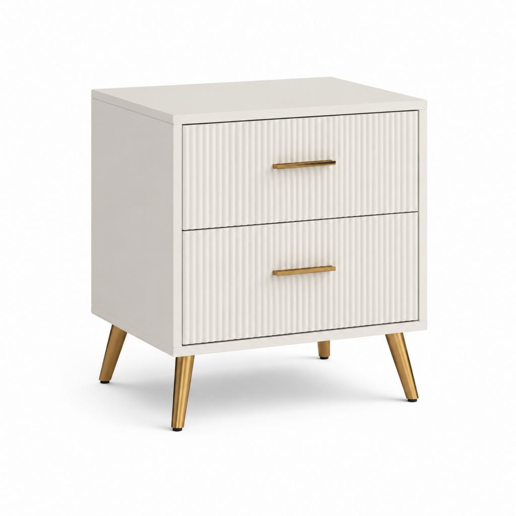 Comodino rettangolare 2 cassetti bianco in MDF 45 x 40 x 60 cm