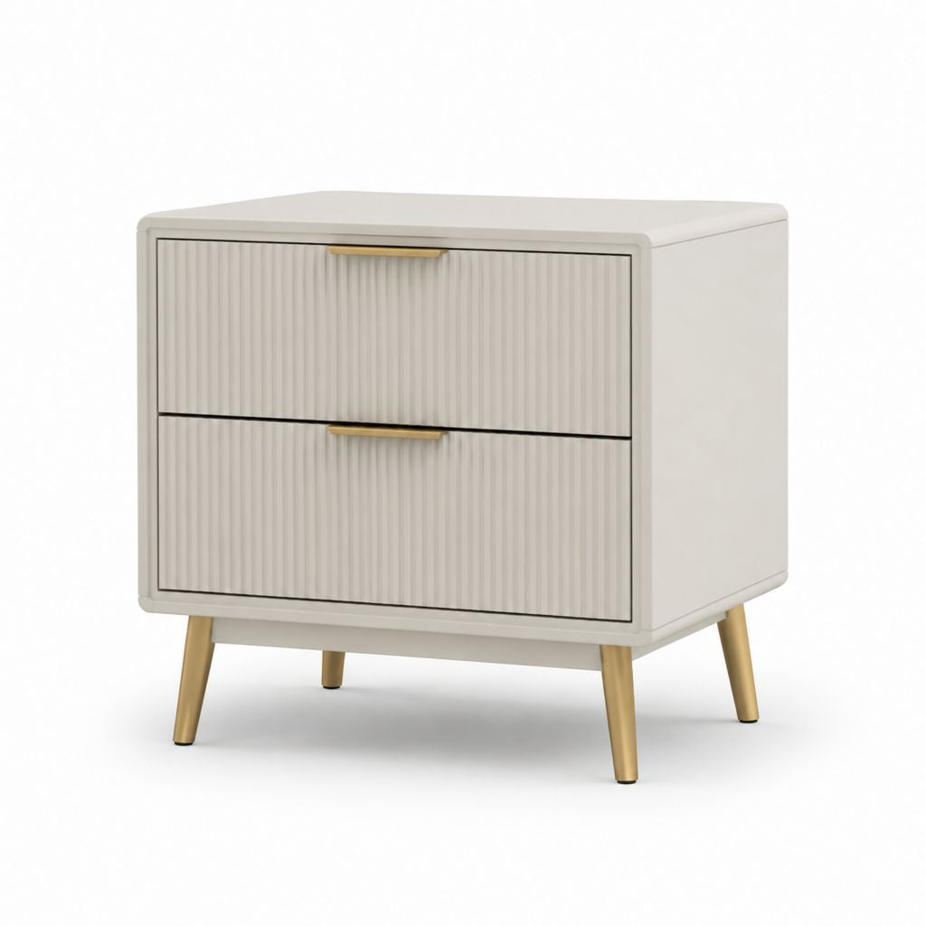 Comodino 2 cassetti bianco avorio in MDF rettangolare 60 x 40 x 60 cm