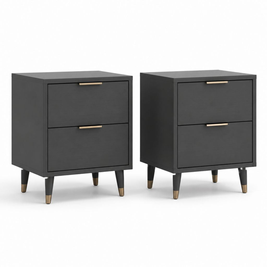 Set di 2 comodini con 2 cassetti neri in MDF 45 x 40 x 60 cm