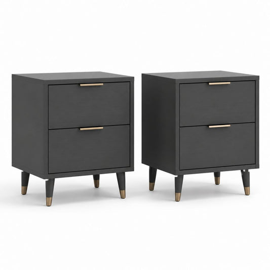 Set di 2 comodini con 2 cassetti neri in MDF 45 x 40 x 60 cm