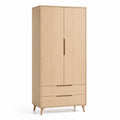 Armadio rettangolare 2 ante con 2 cassetti rovere chiaro in pannello truciolare 80 x 52 x 190 cm