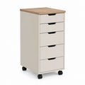 Cassettiera mobile 5 cassetti bianco rovere in pannello truciolare 40 x 50 x 67 cm